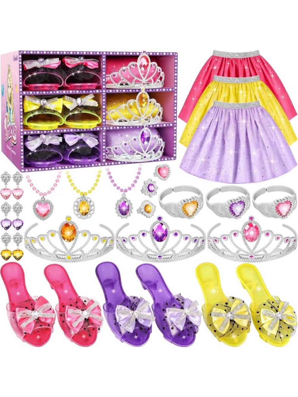 Princess Dress Up Toys & Jewelry Set for Girls Role Play Gift Ages 3+-Purple